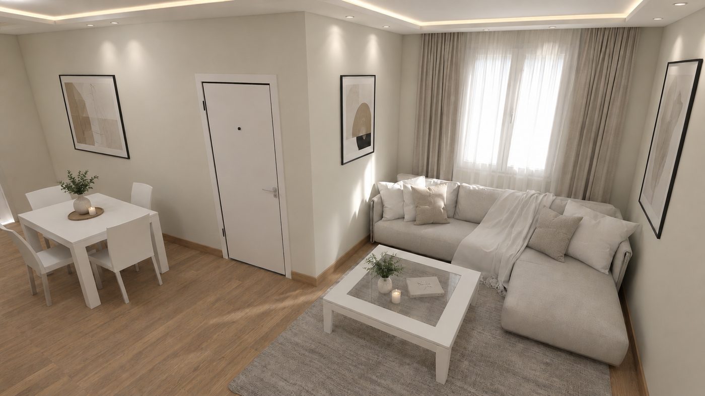 Render della zona giorno